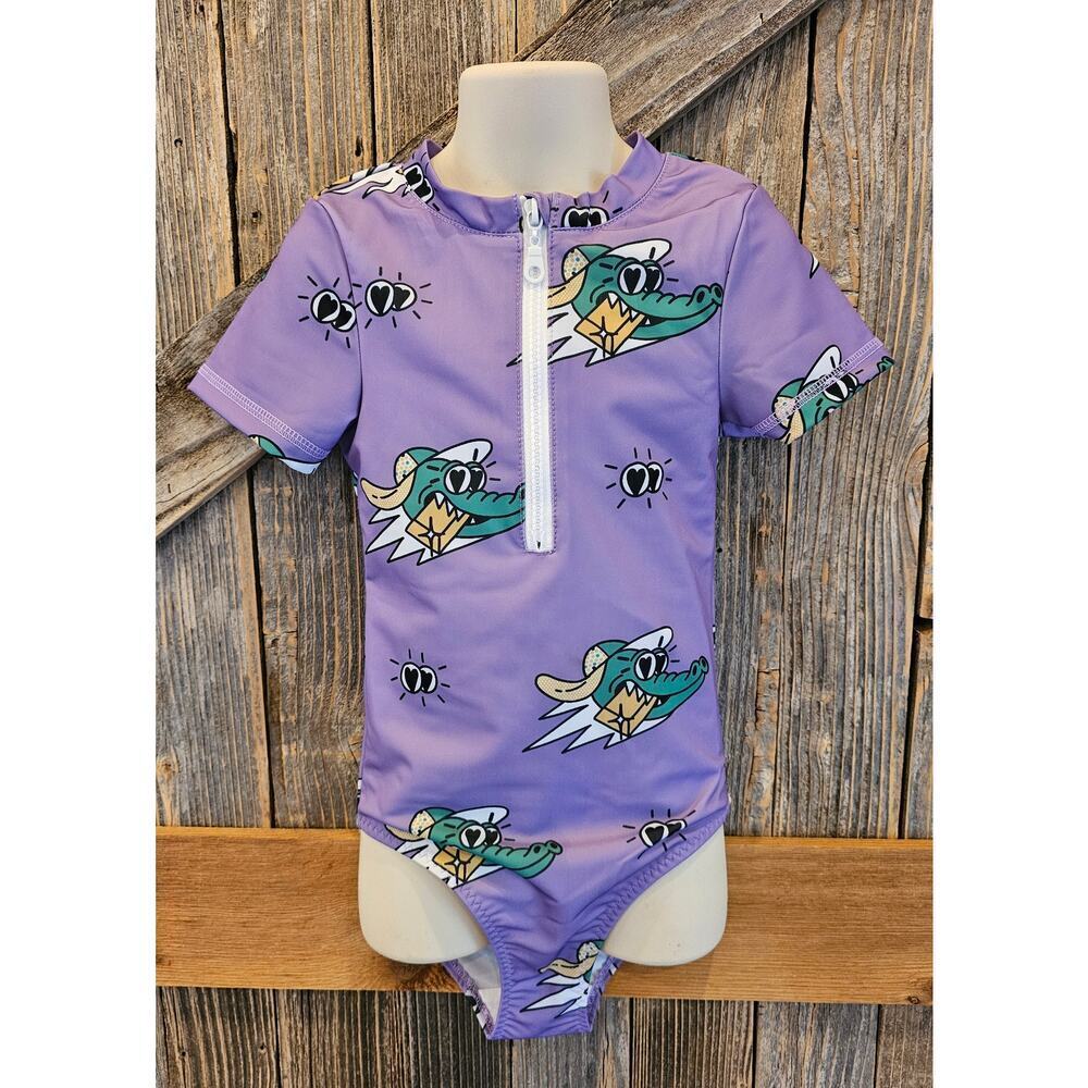 Jelly Alligator Swim Top | Golden Gator Purple 4-5 years NWOT summer one piece^